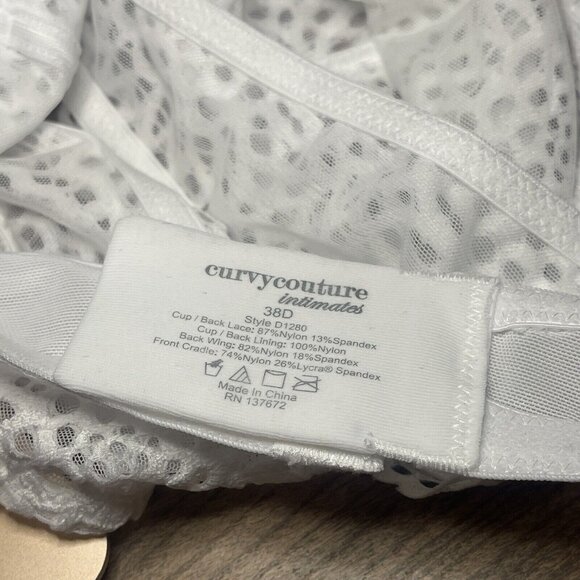 Curvy Couture Bra Sz 38D White Halter Underwire Support Racerback - Picture 5 of 5